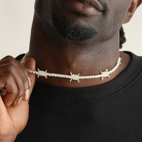 Diamond Barbwire Tennis Chain | The Gold Gods