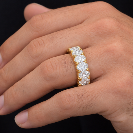 Men's Vermeil Oval Diamond Ring