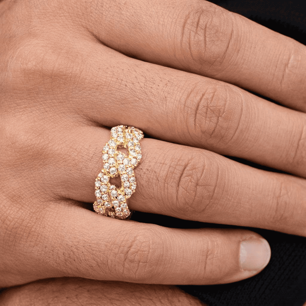 Men's Vermeil Diamond Cuban Link Ring V2