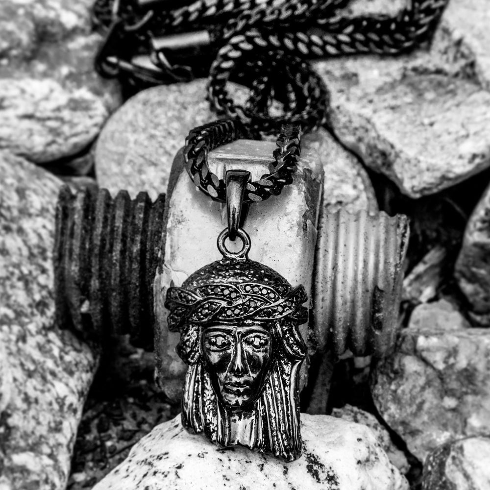 Jesus Piece Black Rhodium Edition Necklace Pendant & Franco Box Gold Chain The Gold Gods