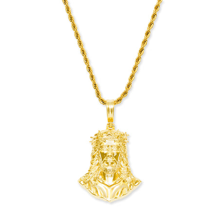 Jesus Piece Necklace Pendant & Rope Chain The Gold Gods
