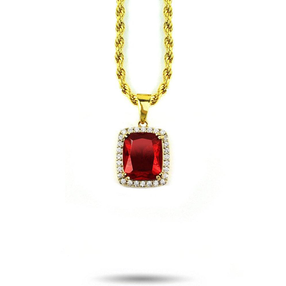 Gold chain with deals red ruby