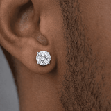 Moissanite Diamond Silver Round Studs The Gold Gods Men's earrings