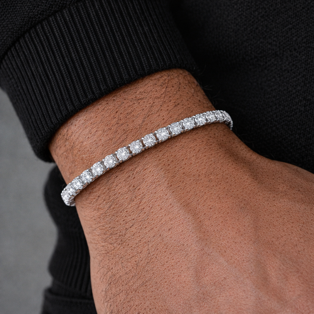 Moissanite Diamond Silver Tennis Bracelet The Gold Gods Men's Bracelet