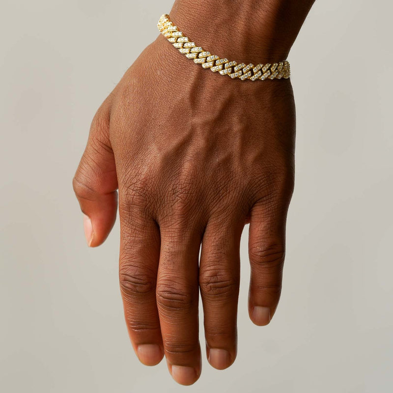 straight edge diamond cuban 8mm bracelet the gold gods