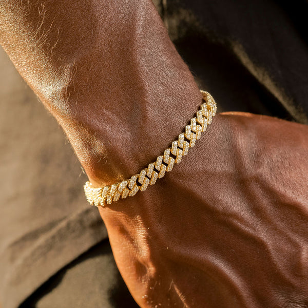 Straight Edge Diamond Cuban Bracelet 8mm The Gold Gods