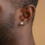 Vermeil Rectangle Diamond Stud Earrings