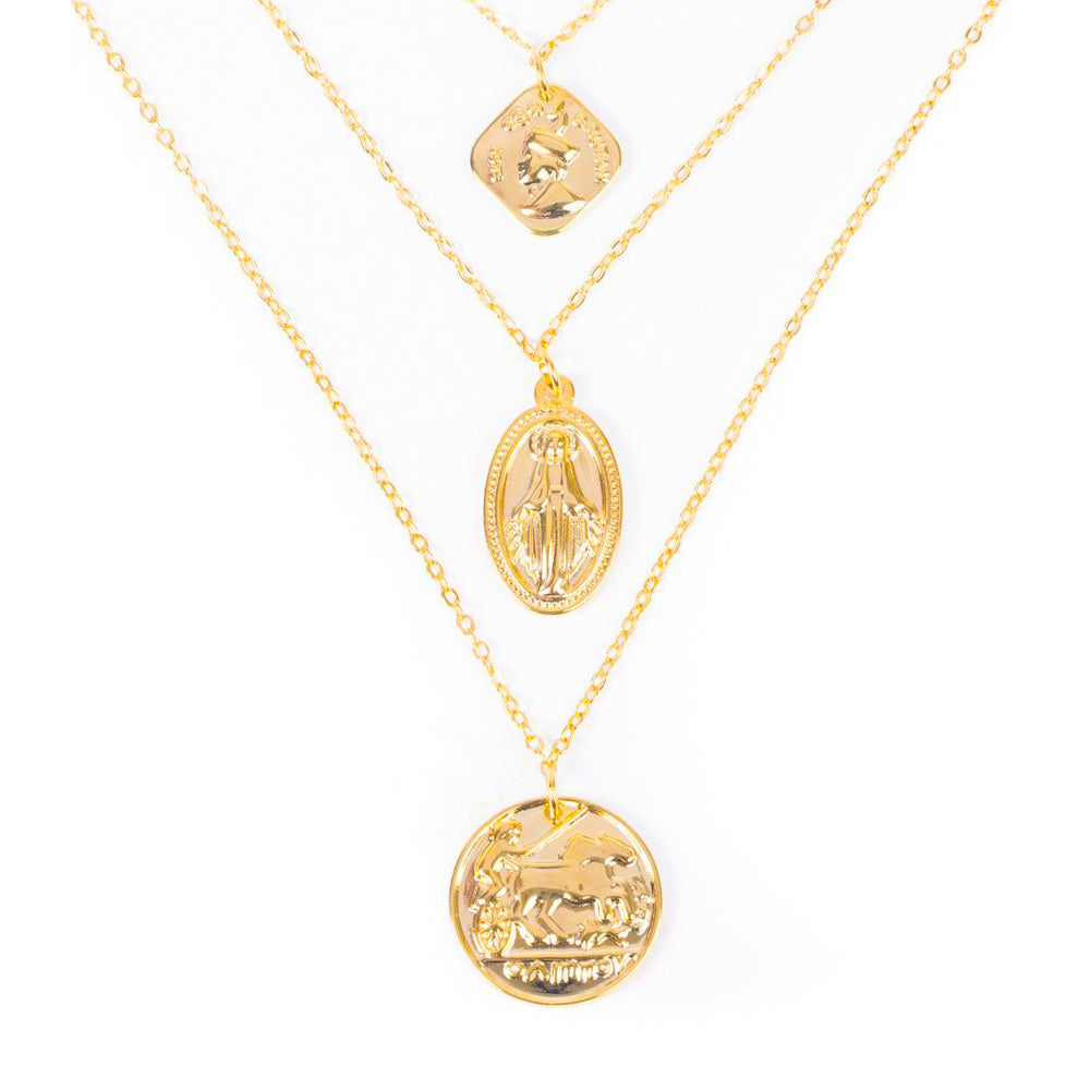 WOMEN'S LAYERED ANCIENT COIN NECKLACE PENDANT