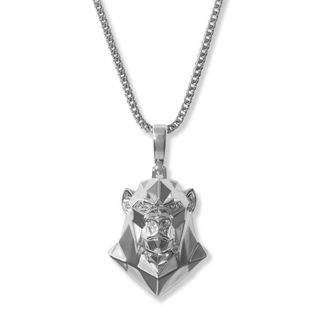 White Gold Gold Ape Head Necklace Pendant & Rope Chain The Gold Gods
