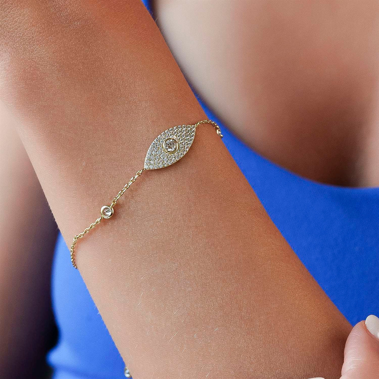 Women's Vermeil Diamond Evil Eye Bracelet