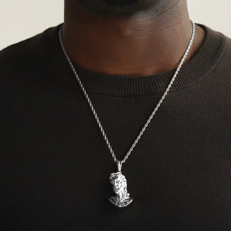 Zeus Necklace Pendant & Rope Chain The Gold Gods White Gold
