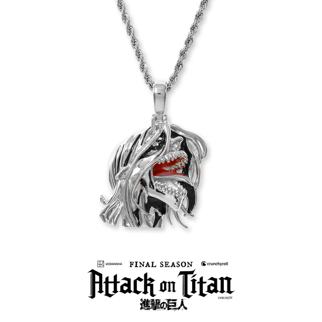 Attack On Titan Eren Roar 22" Gold Rope Chain Necklace white gold