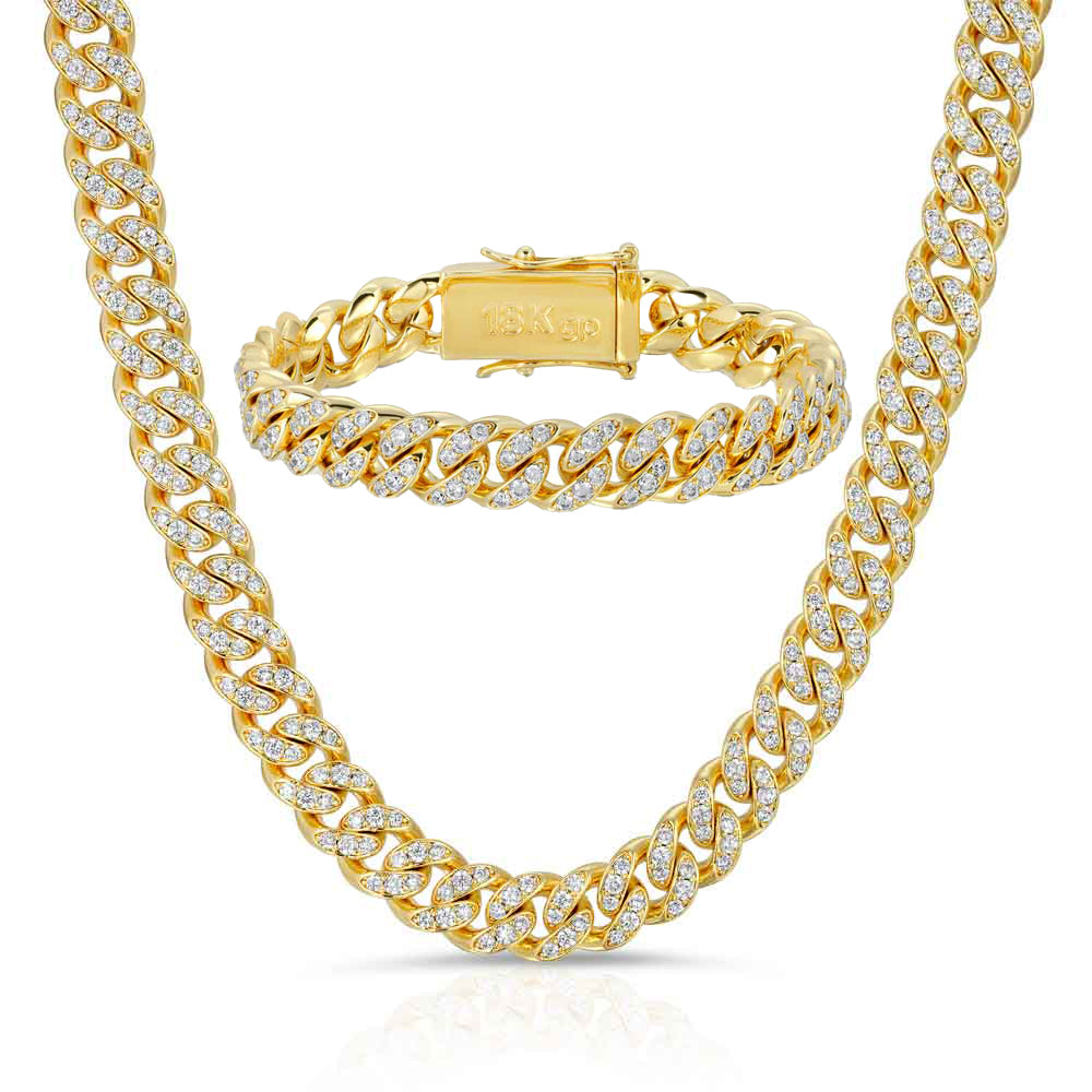 Diamond Cuban Chain Bracelet Bundle Set