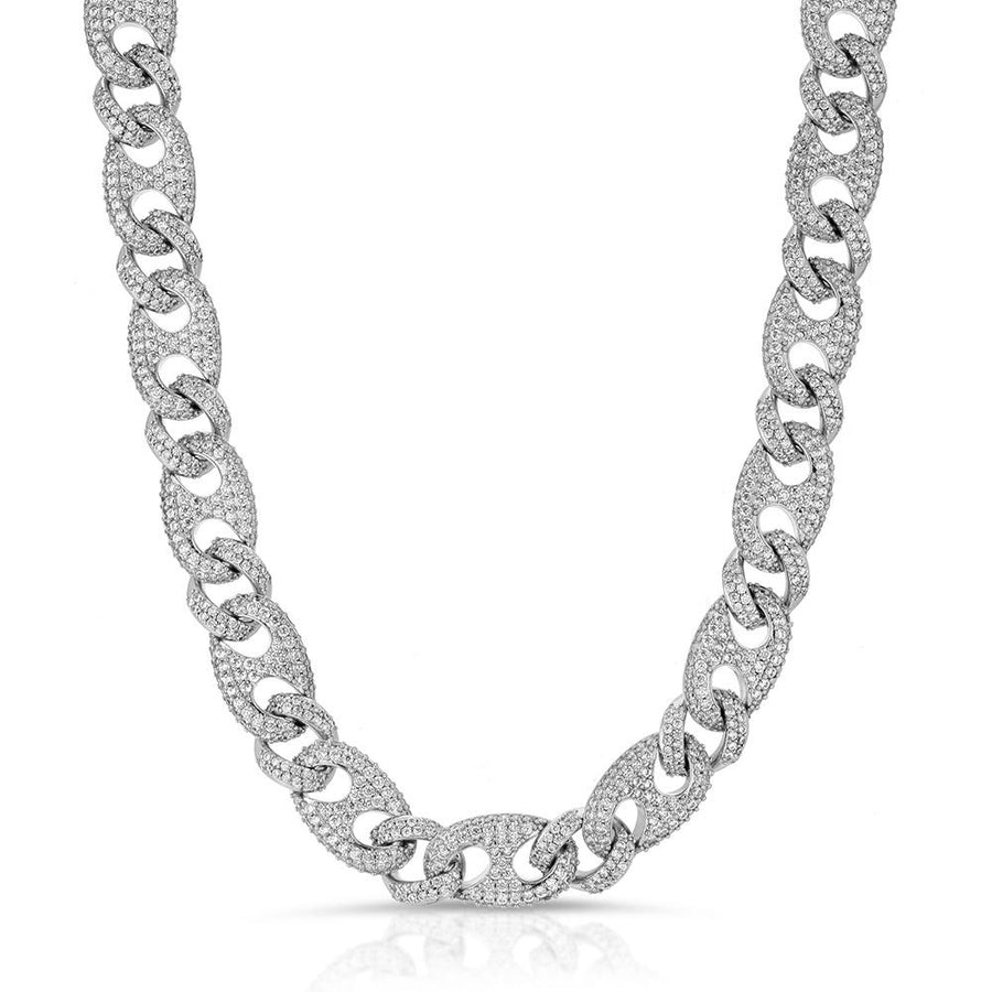 Diamond Puff Cuban Link Chain White Gold | The Gold Gods