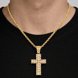 Diamond Emerald Cut Cross Necklace & Mens Rope Gold Chain The Gold Gods