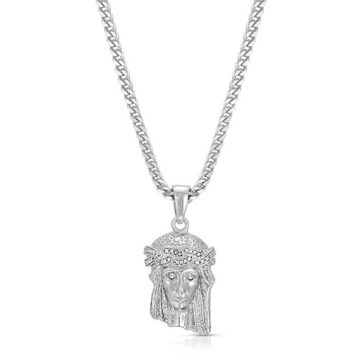 Micro Jesus Piece Necklace & Franco Chain white gold The Gold Gods
