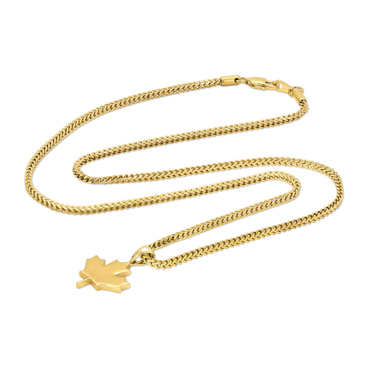 Maple Leaf Pendant Necklace & Franco Gold Chain