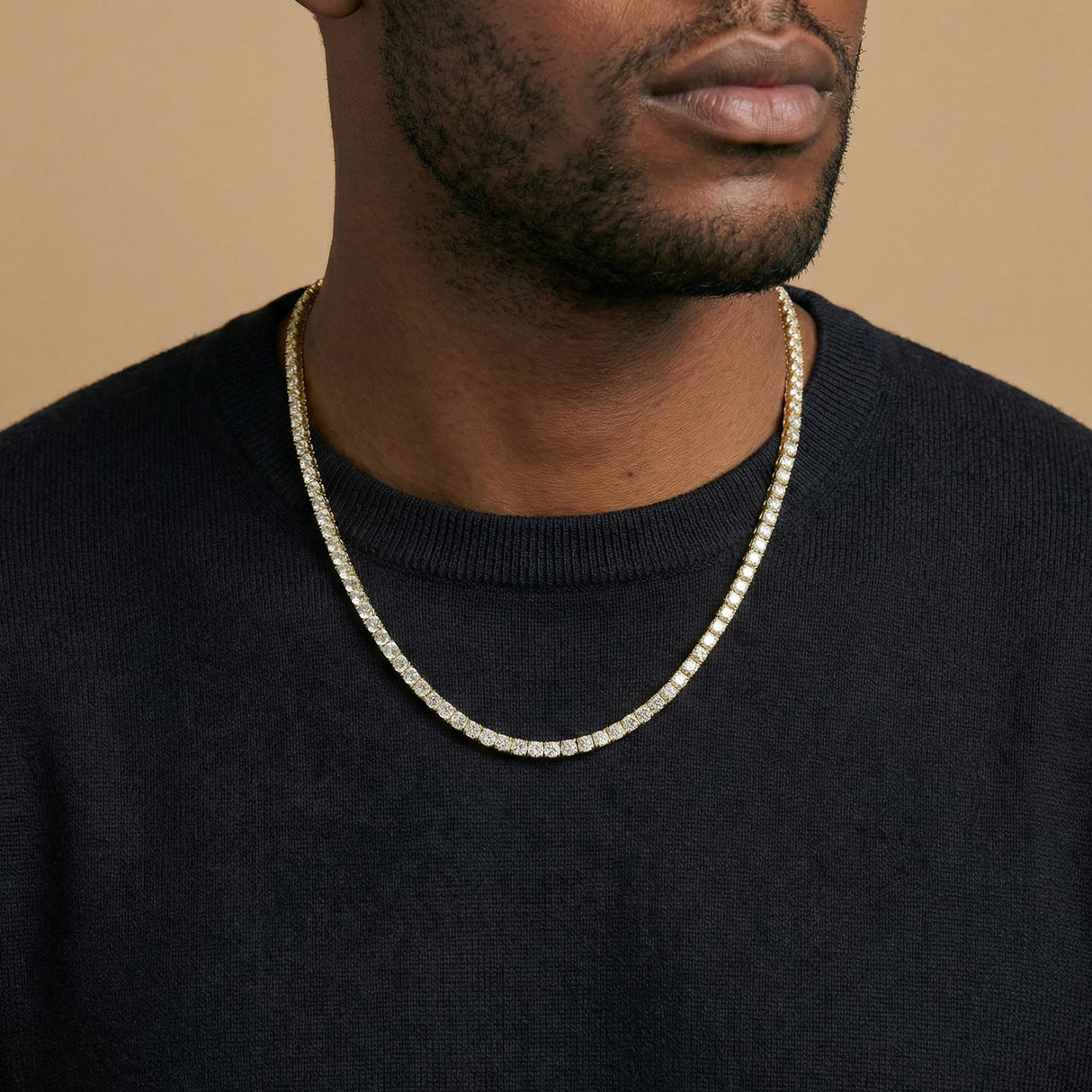 Gold Diamond Tennis Chain 4mm