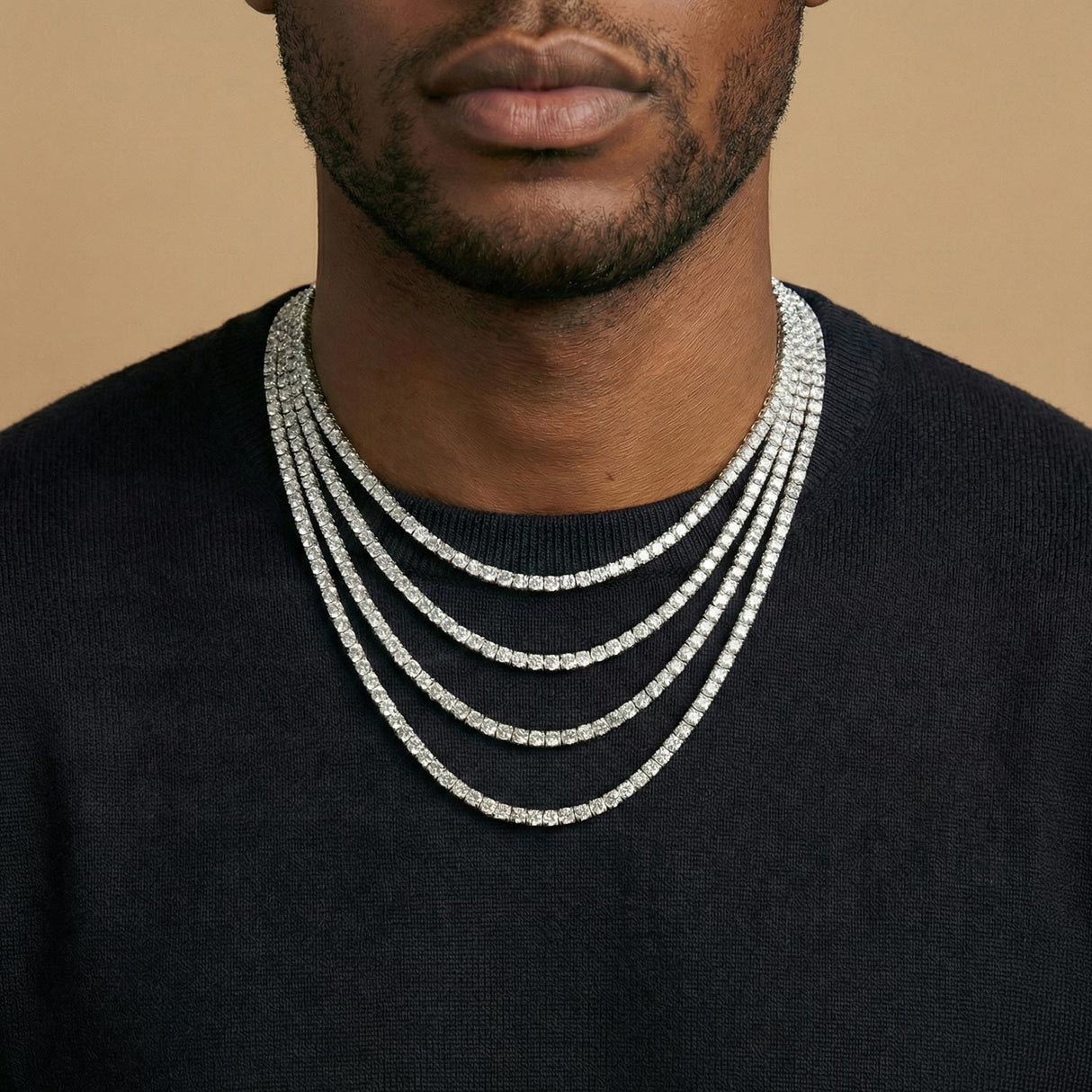 Diamond CZ Tennis Chain 4MM Gold Gods Chain Guide Layered