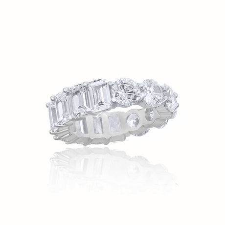 Men's Silver Buttercup & Baguette Eternity Ring