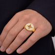 Men's Vermeil Diamond Shinning Star Signet Ring