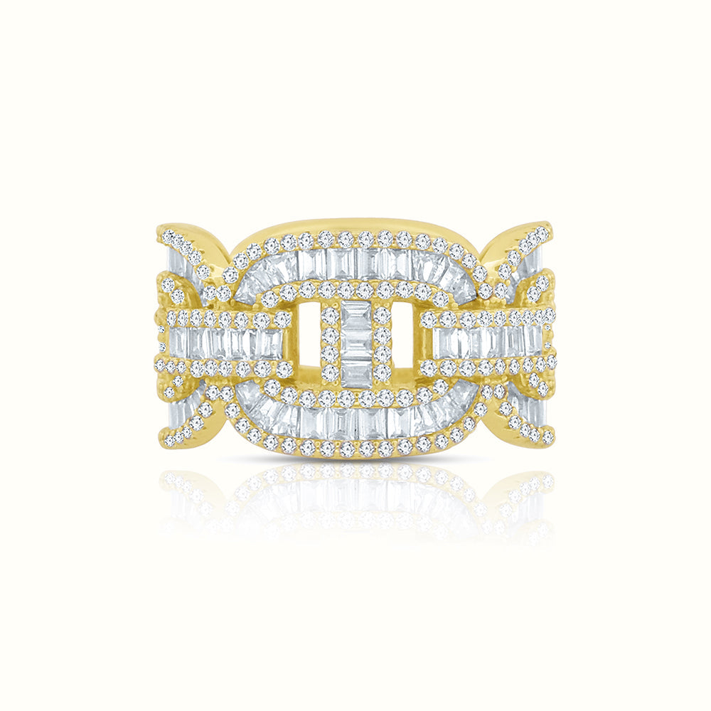 Men's Vermeil Diamond Baguette Mariner Ring