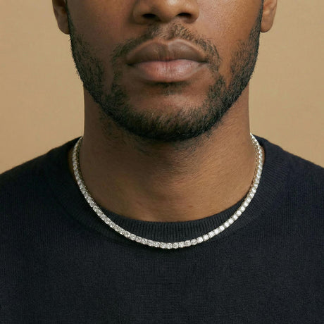 Diamond CZ Tennis Chain 4MM White Gold Gods 18 inches