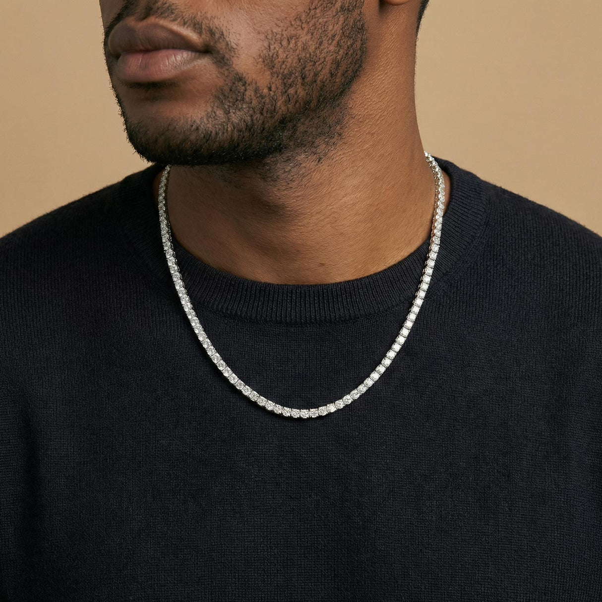 Diamond CZ Tennis Chain 4MM White Gold Gods 22 inches