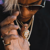 Micro Buddha Head Necklace Pendant & Franco Chain