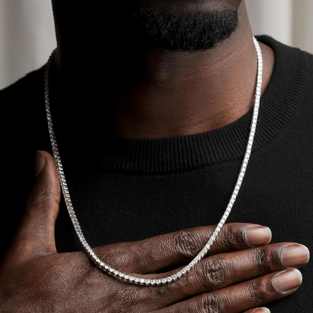 Moissanite Diamond Silver Tennis Chain The Gold Gods