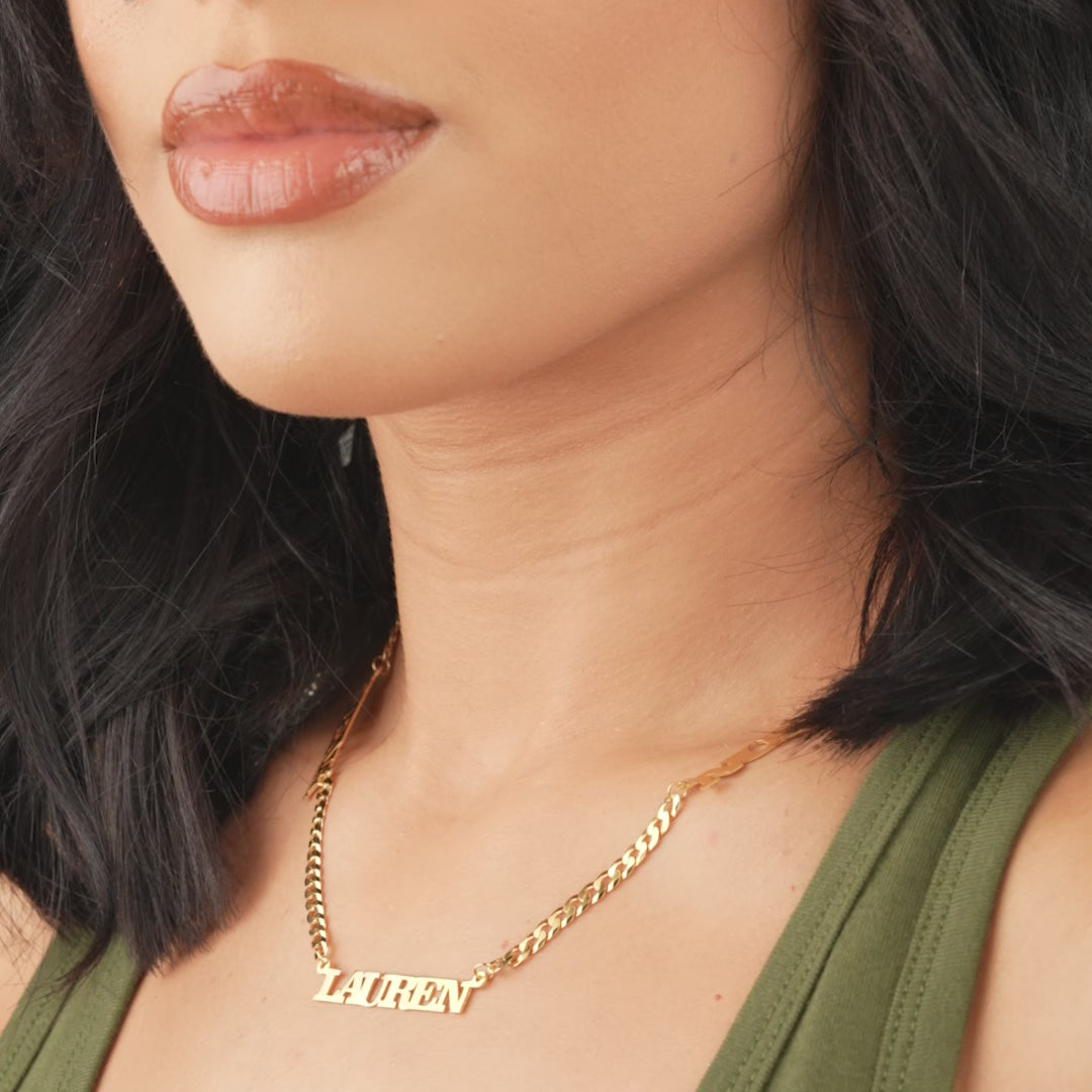 Women's Custom Three Name Plate Cuban Necklace Gold Gods video