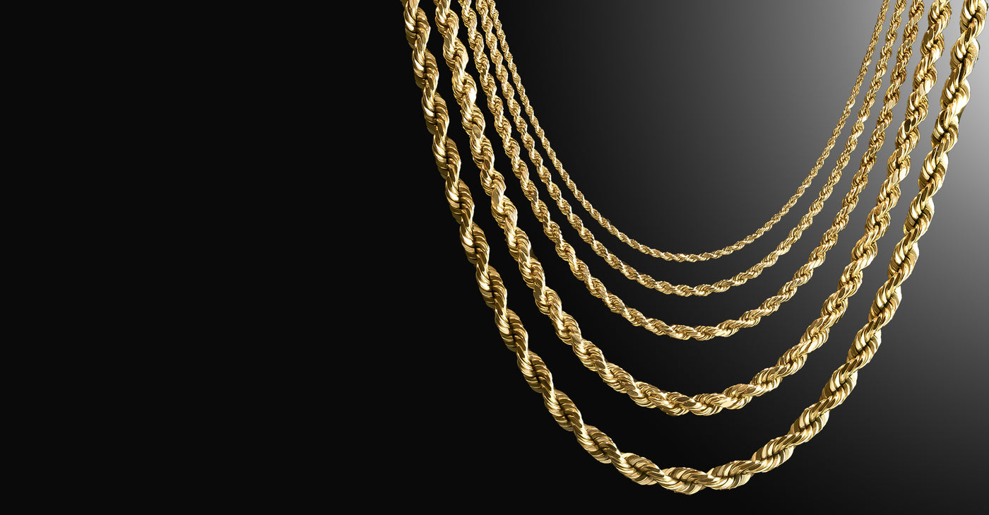 Solid Gold Rope Chains The Gold Gods Men's Jewelry