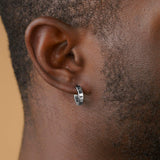 Silver Small Hoop Earrings on model