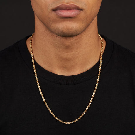 10k 14k Solid Gold Diamond Cut Rope Chain The Gold Gods 2.5mm 24 inch