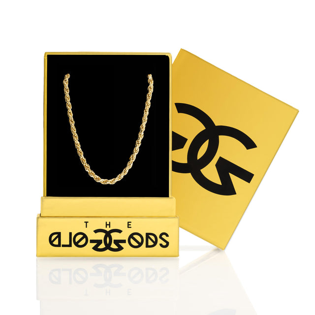 Mens Solid Gold Rope Chain The Gold Gods Men's Jewelry in box
