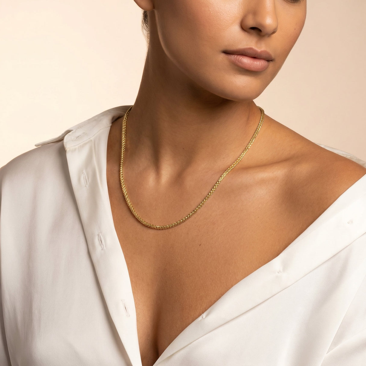 The Gold Gods Gold Goddess 10k 14k Solid Gold Palm Wheat Franco Chain 7