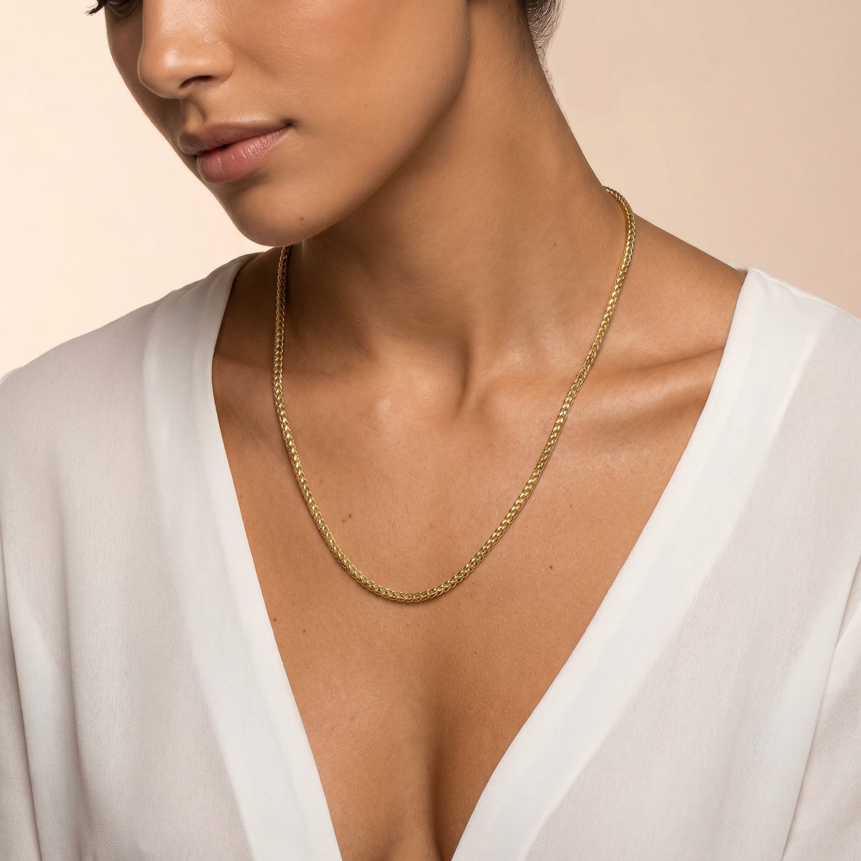 The Gold Gods Gold Goddess 10k 14k Solid Gold Palm Wheat Franco Chain 4