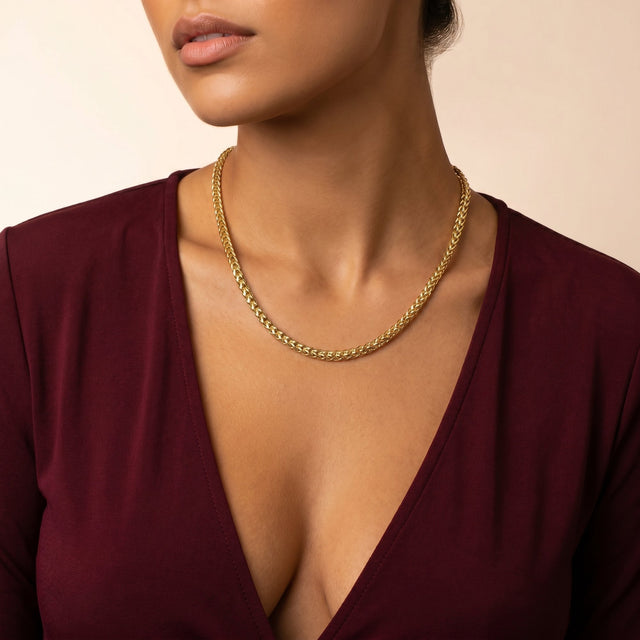 The Gold Gods Gold Goddess 10k 14k Solid Gold Palm Wheat Franco Chain 1