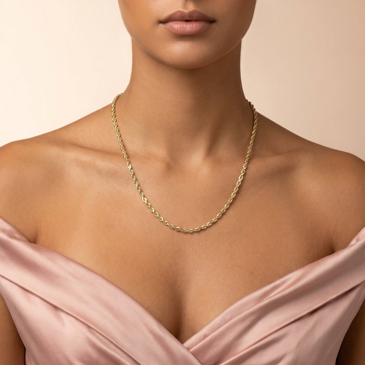 The Gold Gods Gold Goddess Womens Solid Gold Rope Chain 4