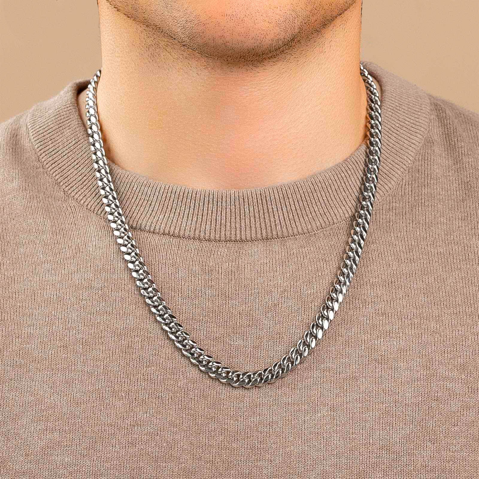 18k white deals gold cuban chain