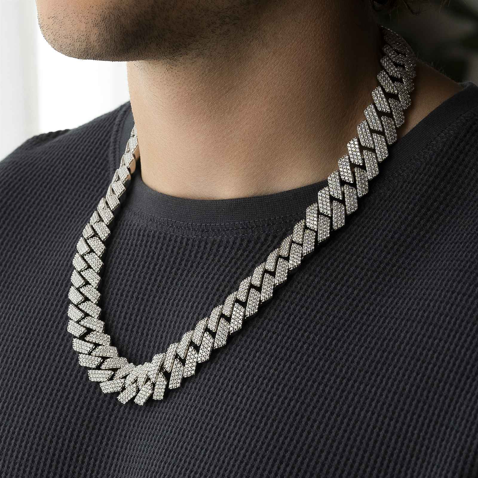18mm 3 Row Diamond Cuban Prong Set Chain The Gold Gods