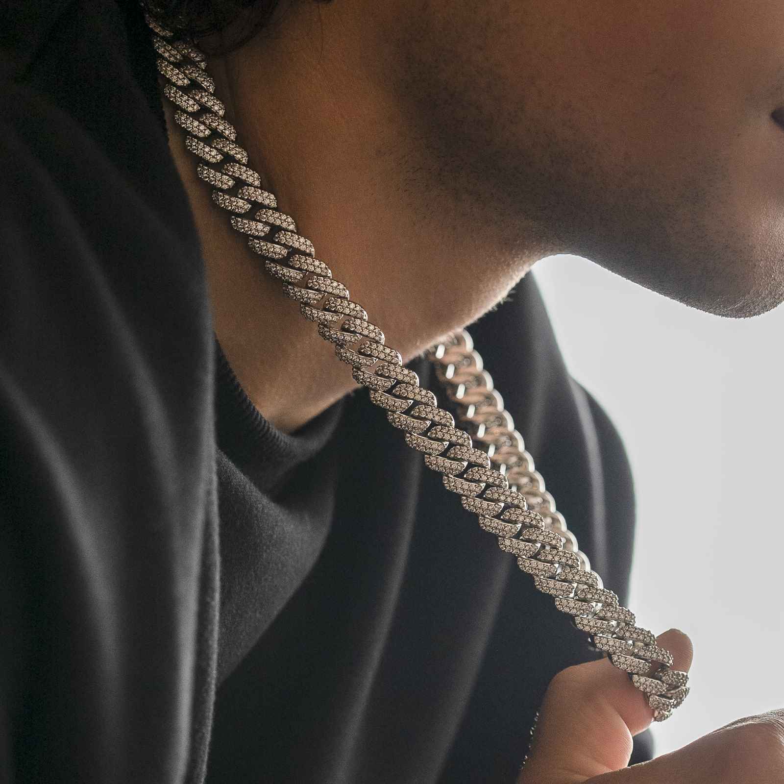 White gold iced hot sale out cuban link chain