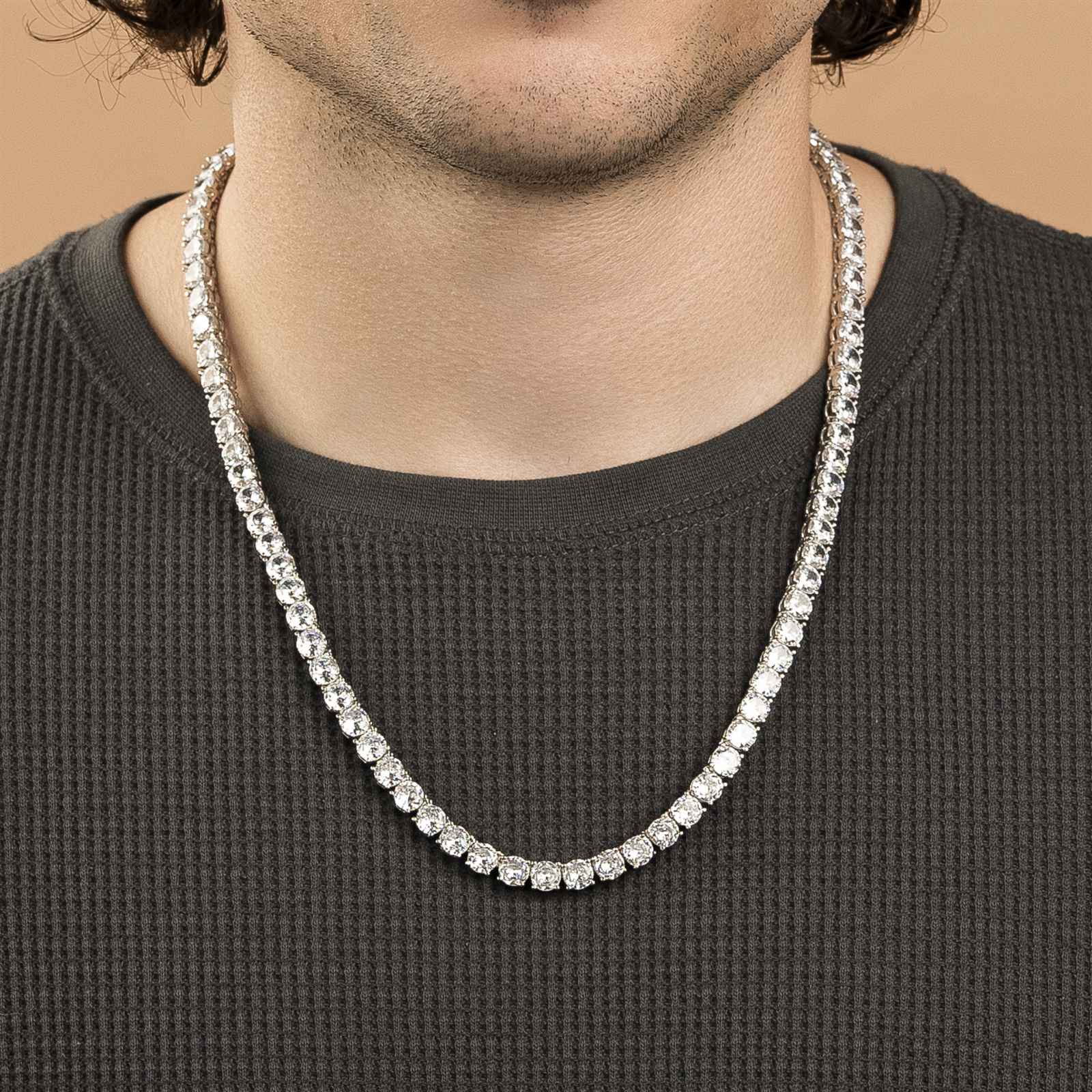 White gold tennis necklace outlet mens