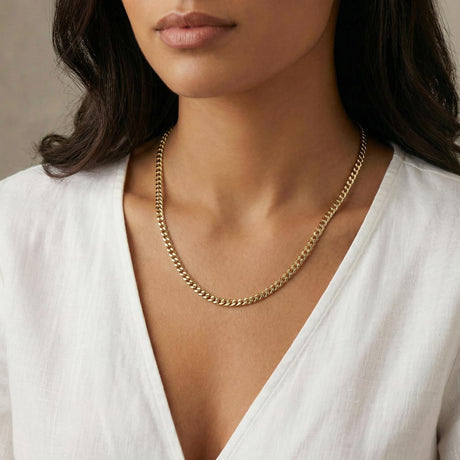 the gold gods womens solid gold cuban link chain necklace 4mm