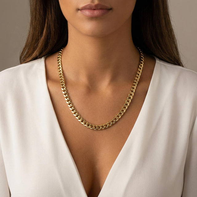 gold gods womens solid 8mm cuban link chain