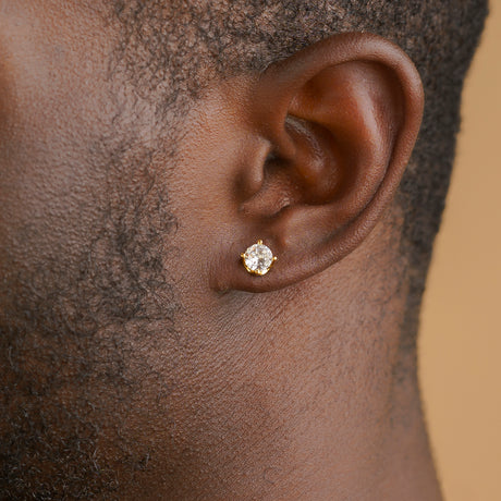Vermeil Round Diamond Stud Earrings