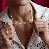 Vermeil Diamond Monaco Cuban Chain