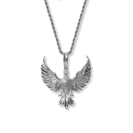 Gold Phoenix Necklace Pendant & Rope Gold Chain white gold