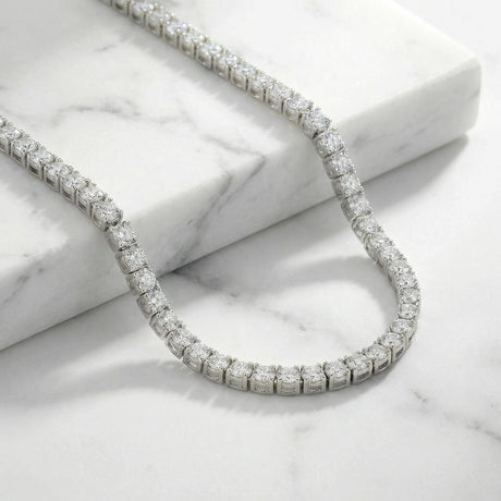White Gold Silver Tone Diamond CZ Tennis Chain 4MM inch The Gold Gods Mens