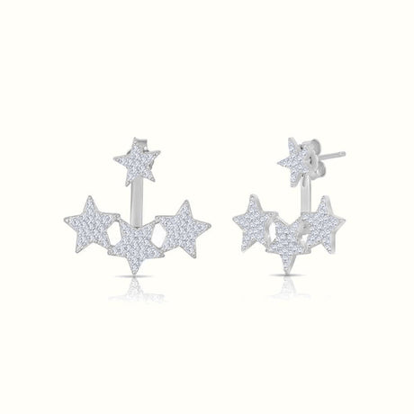 Women's Silver 4 Diamond Star Earrings The Gold Goddess Women’s Jewelry By The Gold Gods